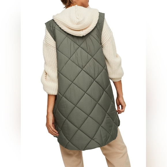 Mango Button-Front Long Quilted Vest size S - Picture 2 of 9